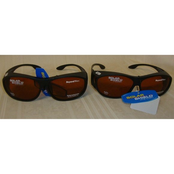 Solar Shield Beyond Blue Fits Over Sunglasses  #25302 Size M/L Lot of 2 Glasses - Picture 3 of 9